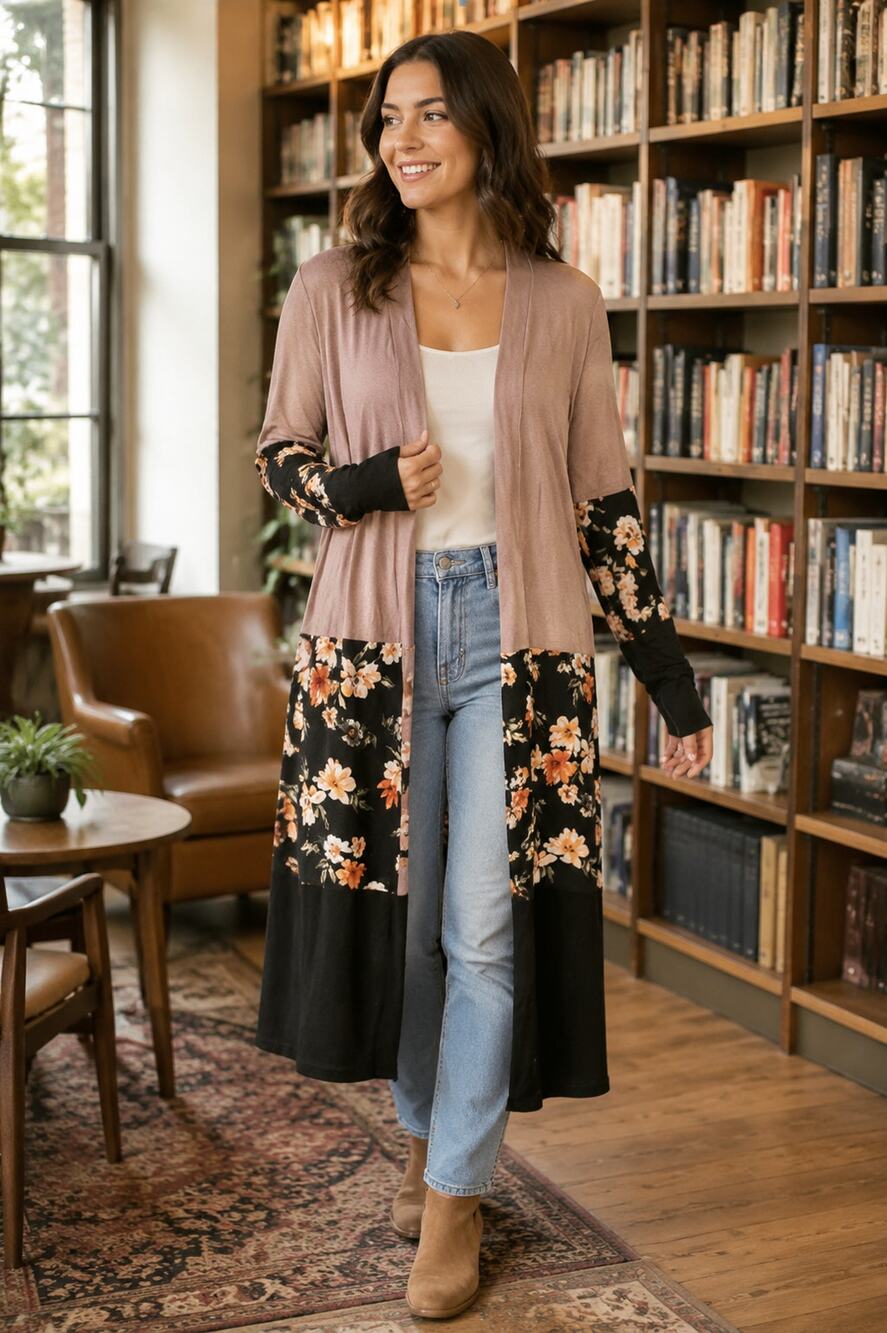 Celeste lightweight floral duster cardigan S/M